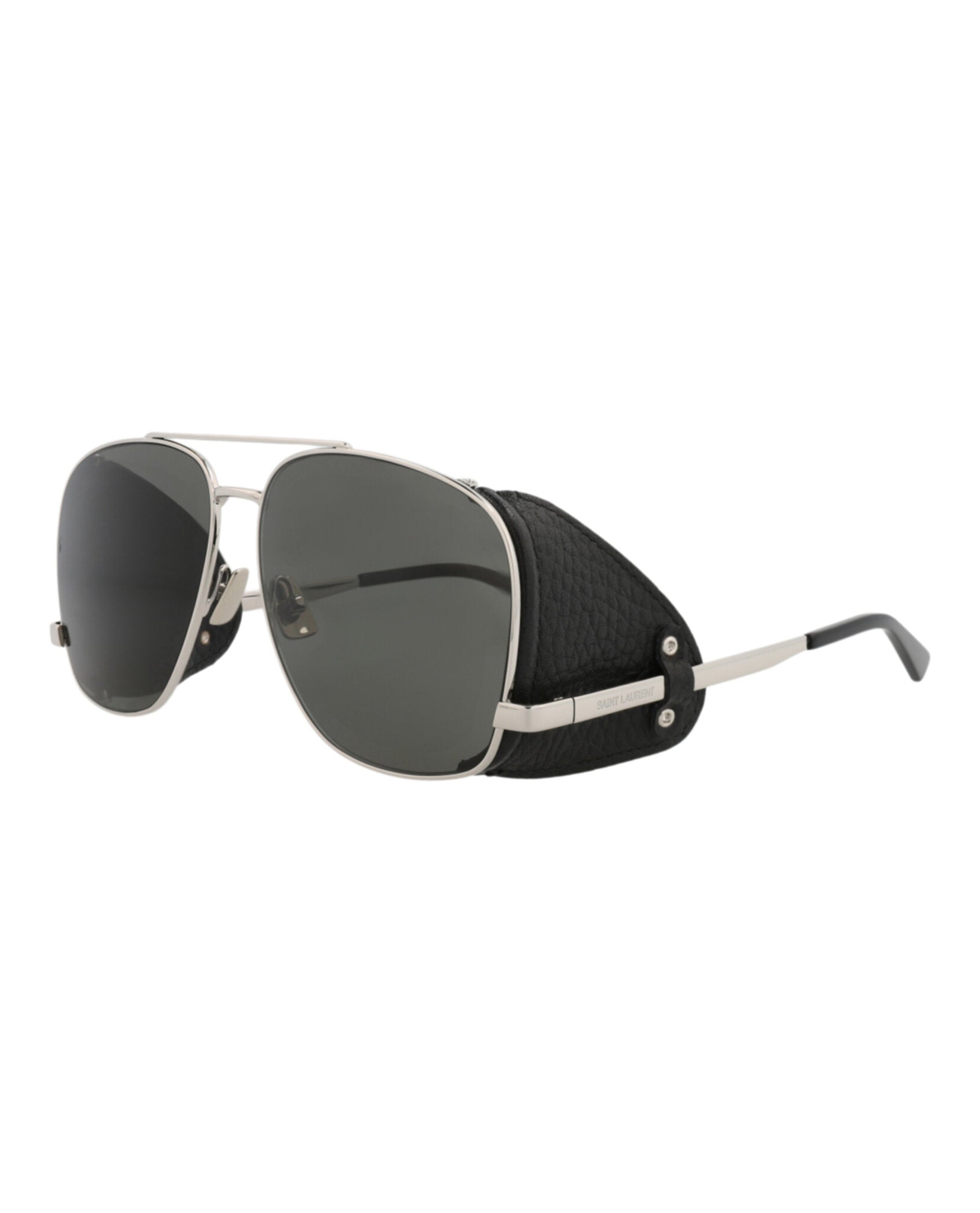 Saint Laurent Mens Aviator Silver Silver Grey Fashion Designer