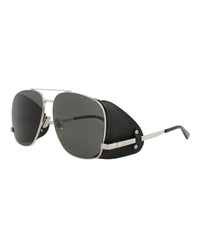 Saint Laurent Mens Aviator Silver Silver Grey Fashion Designer Eyewear