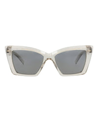 Saint Laurent Saint Laurent Womens Cat Eye Beige Beige Silver Fashion Designer Eyewear