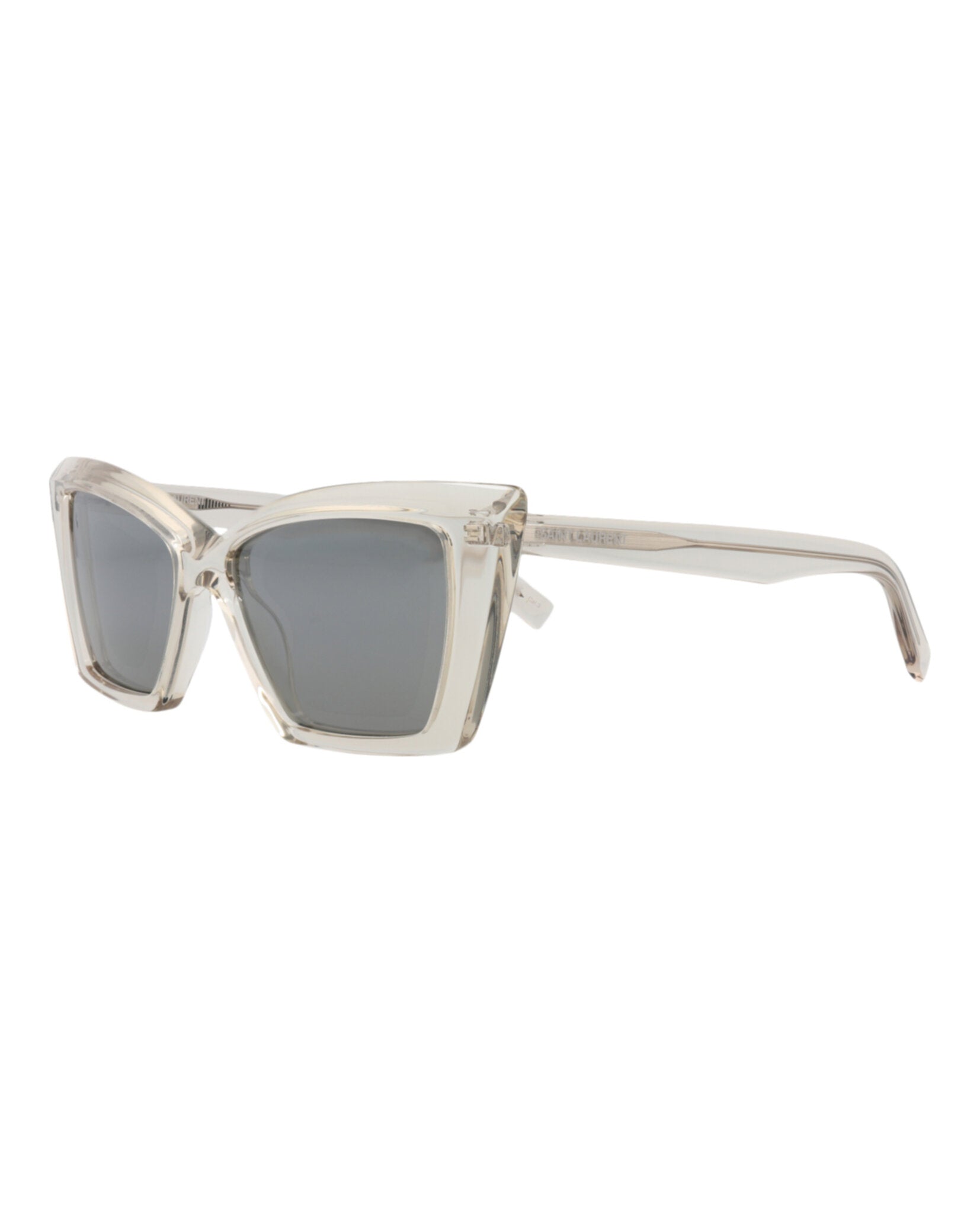 Saint Laurent Saint Laurent Womens Cat Eye Beige Beige Silver Fashion Designer Eyewear