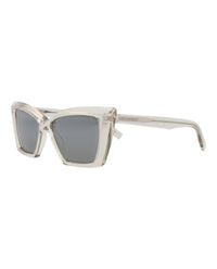 Saint Laurent Saint Laurent Womens Cat Eye Beige Beige Silver Fashion Designer Eyewear