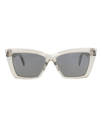 Saint Laurent Saint Laurent Womens Cat Eye Beige Beige Silver Fashion Designer Eyewear