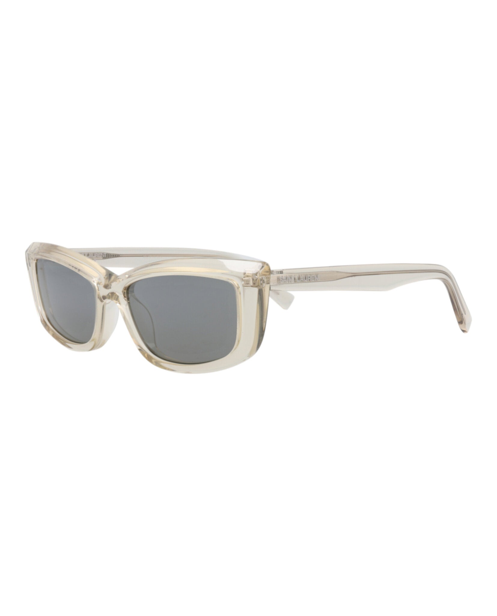 Saint Laurent Womens Cat Eye Beige Beige Silver Fashion Designer Eyewear