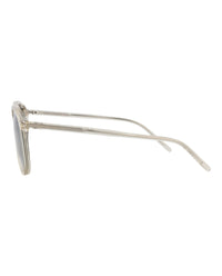 Saint Laurent Unisex Aviator Beige Beige Silver Fashion Designer Eyewear