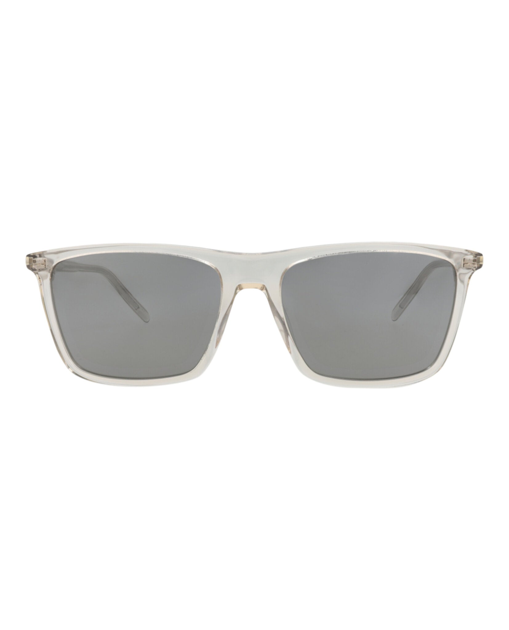 Saint Laurent Mens Square/Rectangle Beige Beige Silver Fashion Designer Eyewear