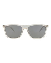Saint Laurent Mens Square/Rectangle Beige Beige Silver Fashion Designer Eyewear