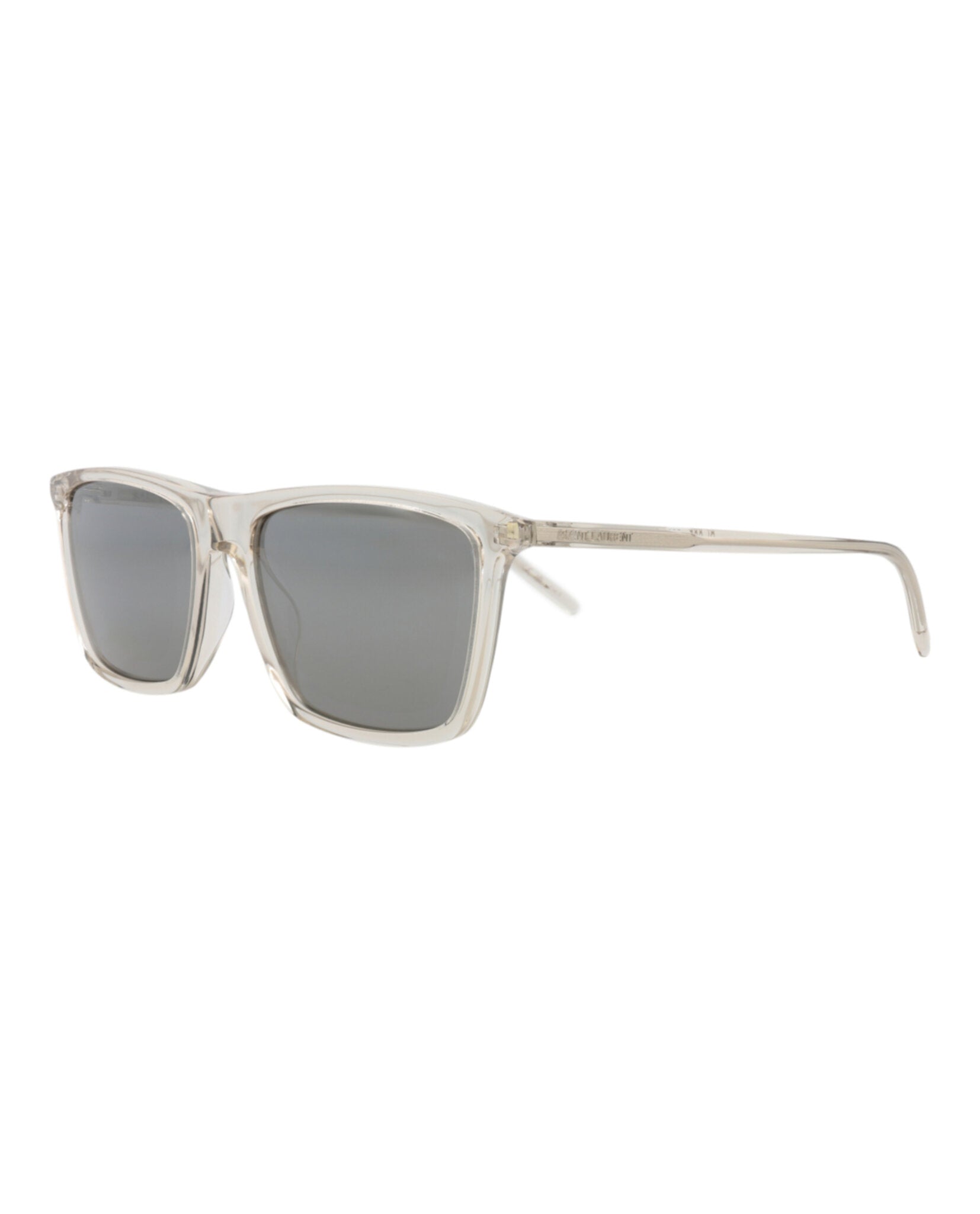 Saint Laurent Mens Square/Rectangle Beige Beige Silver Fashion Designer Eyewear