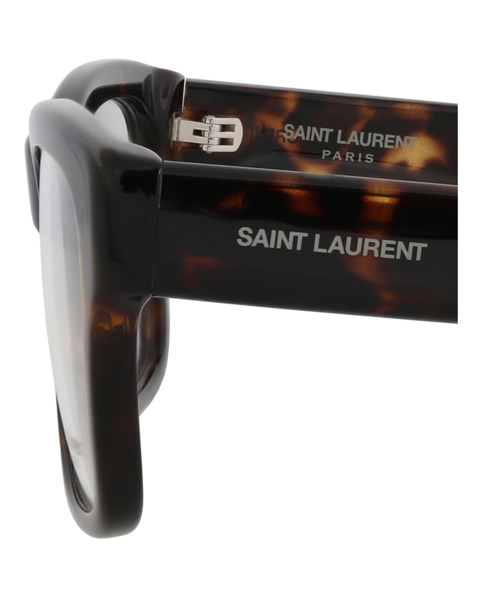 Saint Laurent Saint Laurent Unisex Square/Rectangle Havana Havana Transparent Fashion Designer Eyewear