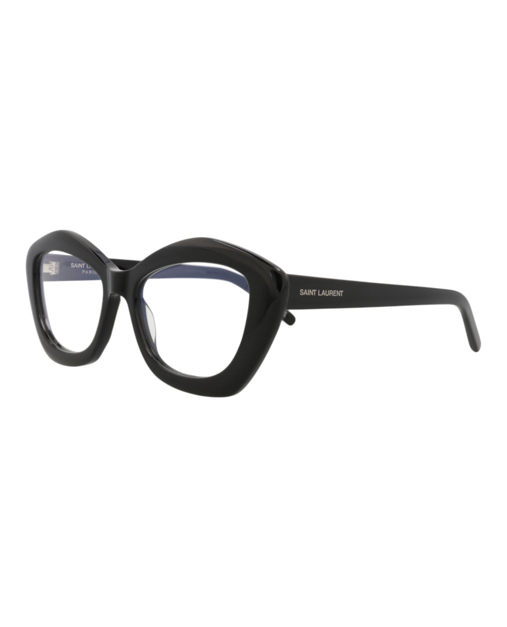 Saint Laurent Womens Cat Eye Black Black Transparent Fashion Designer Eyewear