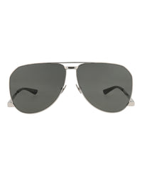 Saint Laurent Mens Aviator Silver Silver Grey Fashion Designer Eyewear