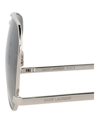 Saint Laurent Mens Aviator Silver Silver Grey Fashion Designer Eyewear