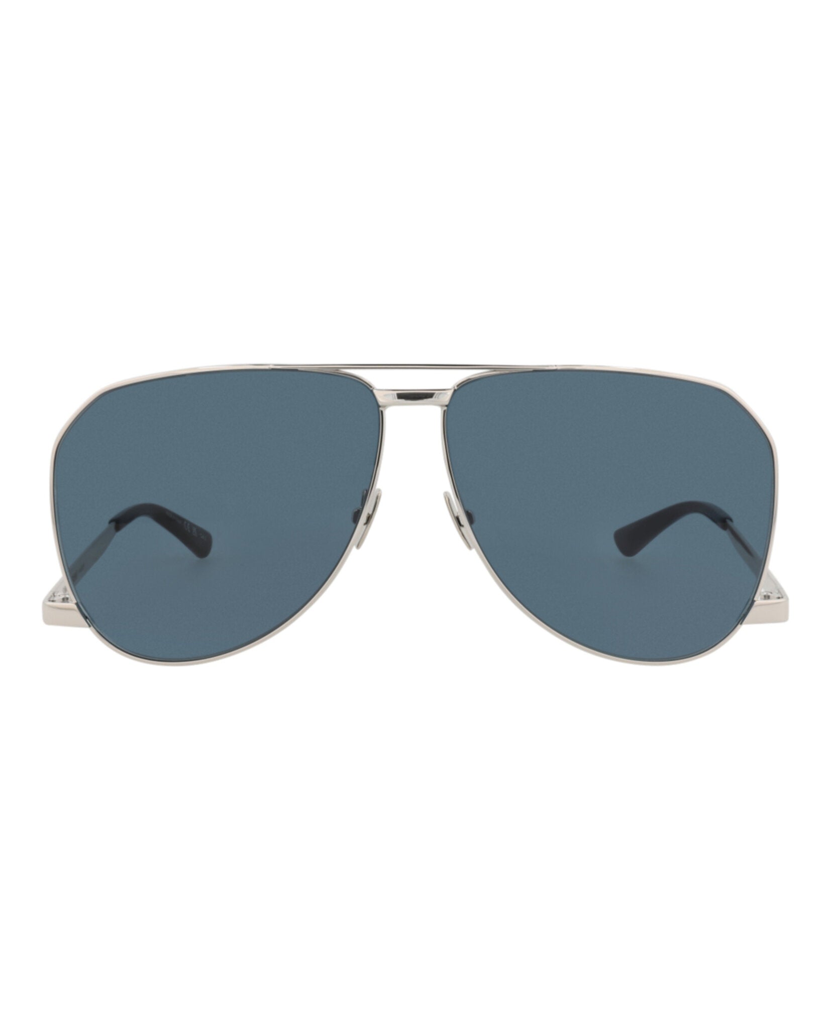 Saint Laurent Saint Laurent Mens Aviator Silver Silver Blue Fashion Designer Eyewear