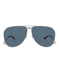 Saint Laurent Saint Laurent Mens Aviator Silver Silver Blue Fashion Designer Eyewear