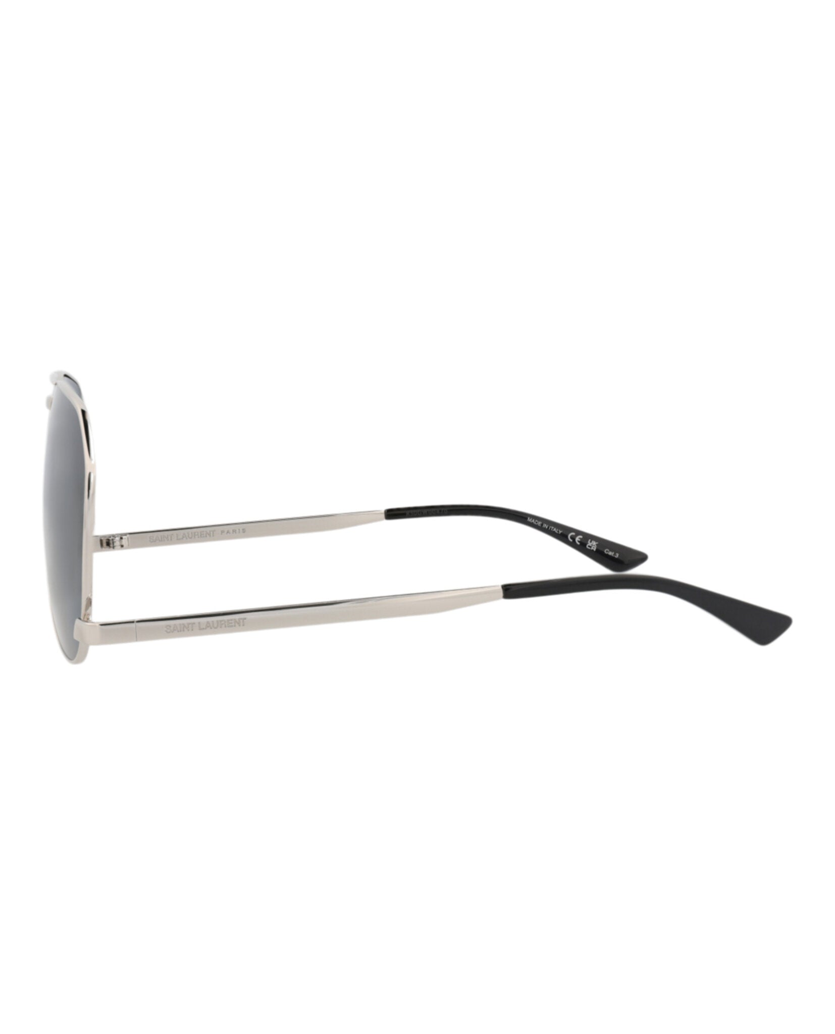 Saint Laurent Saint Laurent Mens Aviator Silver Silver Blue Fashion Designer Eyewear