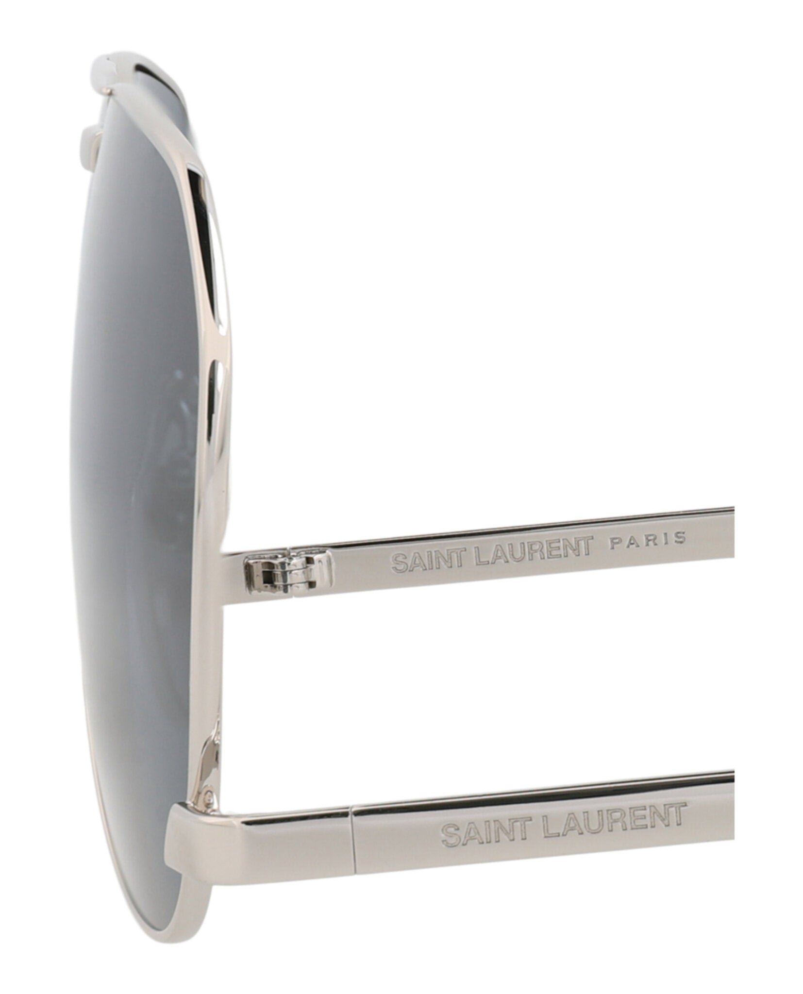 Saint Laurent Saint Laurent Mens Aviator Silver Silver Blue Fashion Designer Eyewear