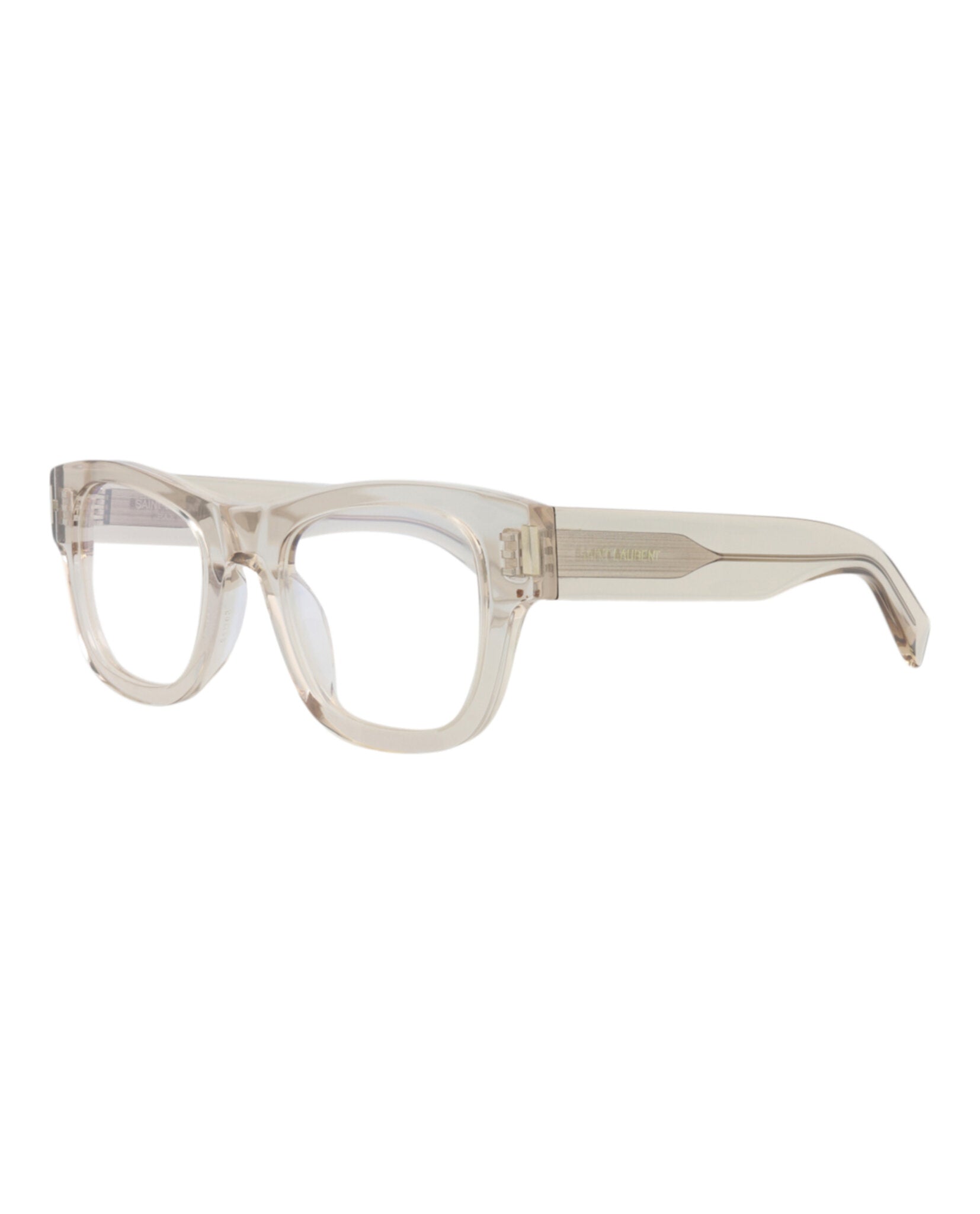 Saint Laurent Saint Laurent Unisex Square/Rectangle Beige Beige Transparent Fashion Designer Eyewear