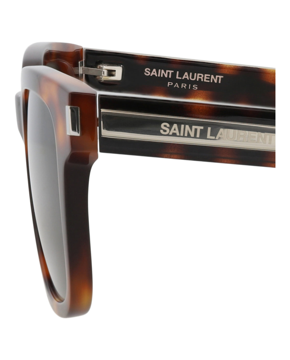 Saint Laurent Mens Square/Rectangle Havana Crystal Grey Fashion Designer Eyewear