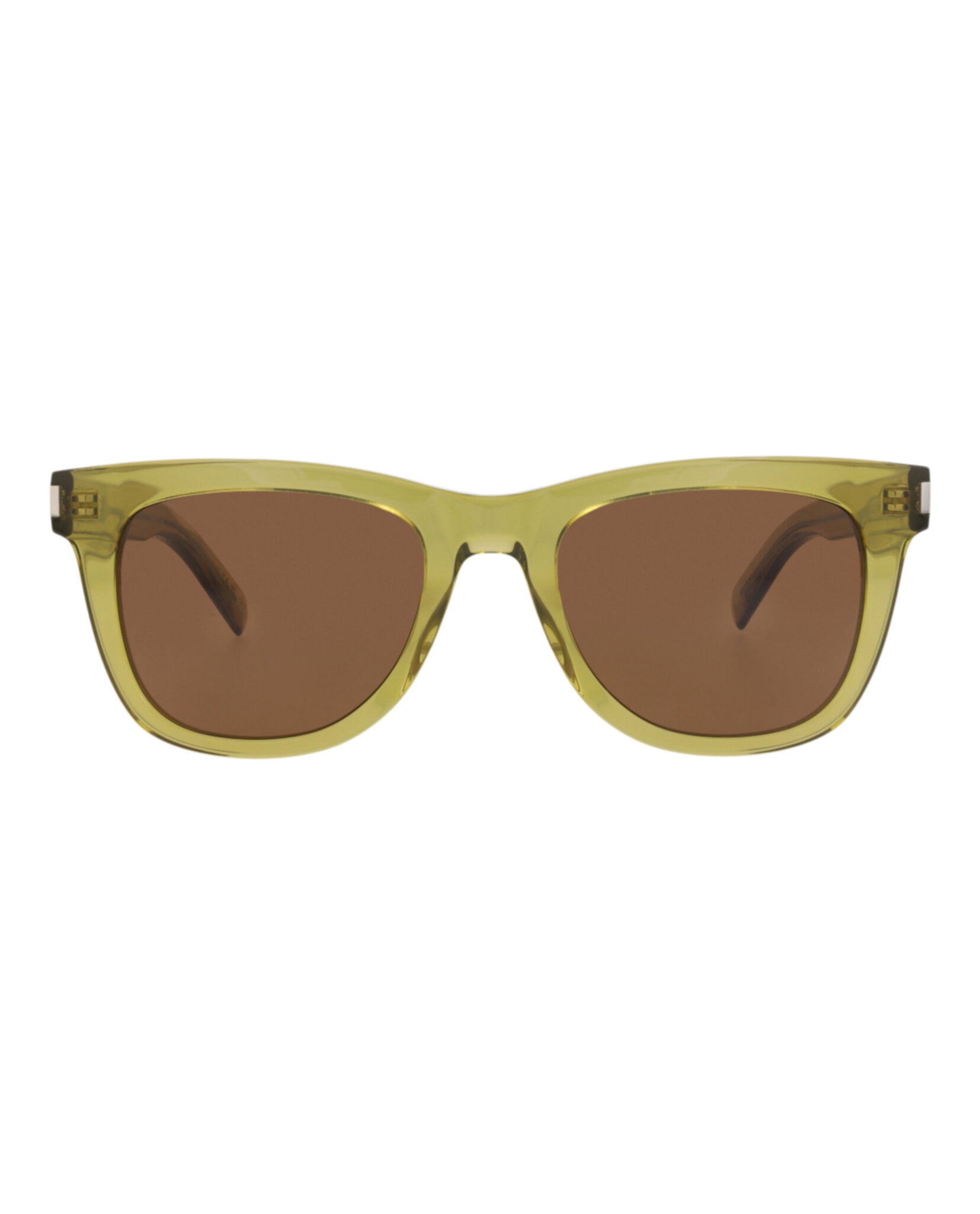 Saint Laurent Saint Laurent Unisex Square/Rectangle Green Green Brown Fashion Designer Eyewear