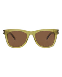 Saint Laurent Saint Laurent Unisex Square/Rectangle Green Green Brown Fashion Designer Eyewear
