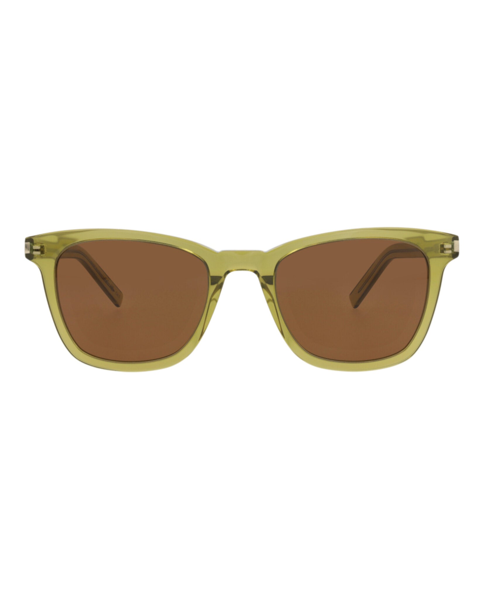 Saint Laurent Saint Laurent Womens Square/Rectangle Green Green Brown Fashion Designer Eyewear