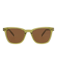 Saint Laurent Saint Laurent Womens Square/Rectangle Green Green Brown Fashion Designer Eyewear