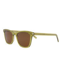 Saint Laurent Saint Laurent Womens Square/Rectangle Green Green Brown Fashion Designer Eyewear