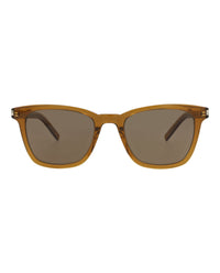 Saint Laurent Saint Laurent Womens Square/Rectangle Brown Brown Brown Fashion Designer Eyewear