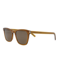 Saint Laurent Saint Laurent Womens Square/Rectangle Brown Brown Brown Fashion Designer Eyewear