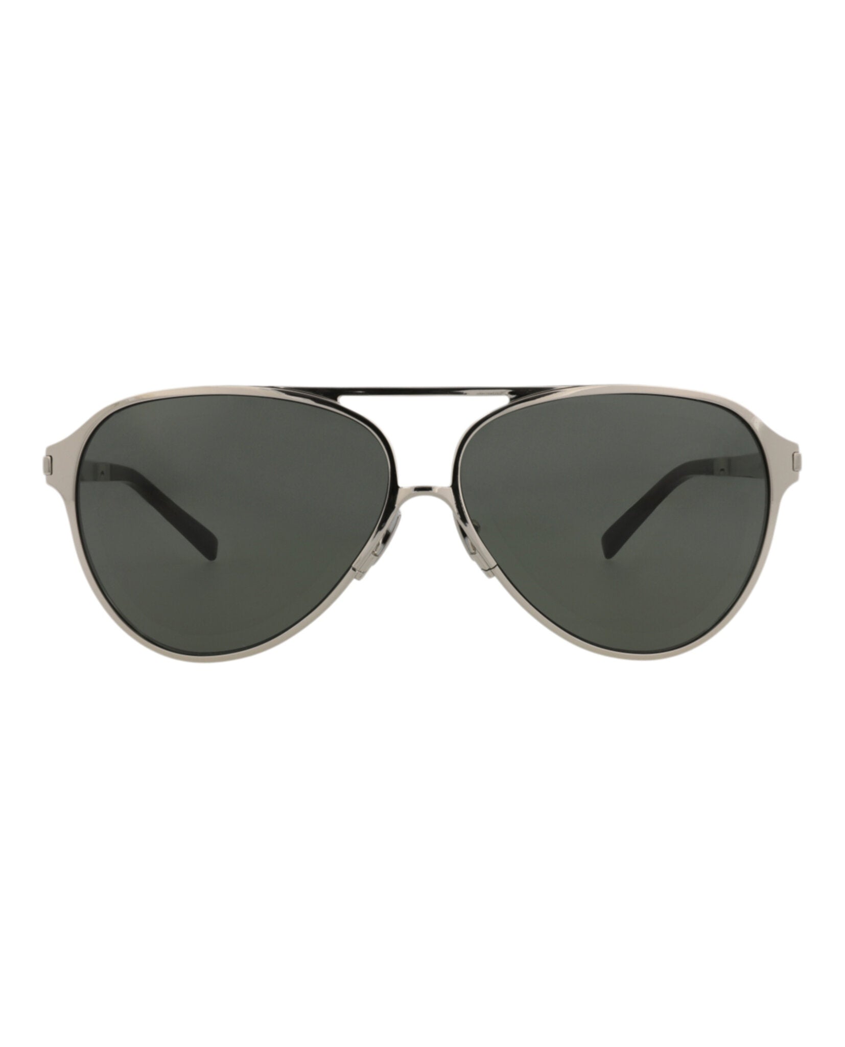 Saint Laurent Unisex Aviator Silver Silver Grey Fashion Designer Eyewear