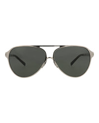 Saint Laurent Unisex Aviator Silver Silver Grey Fashion Designer Eyewear