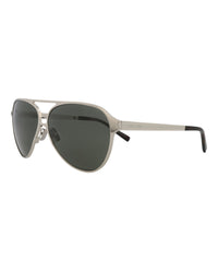 Saint Laurent Unisex Aviator Silver Silver Grey Fashion Designer Eyewear