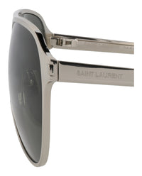 Saint Laurent Unisex Aviator Silver Silver Grey Fashion Designer Eyewear