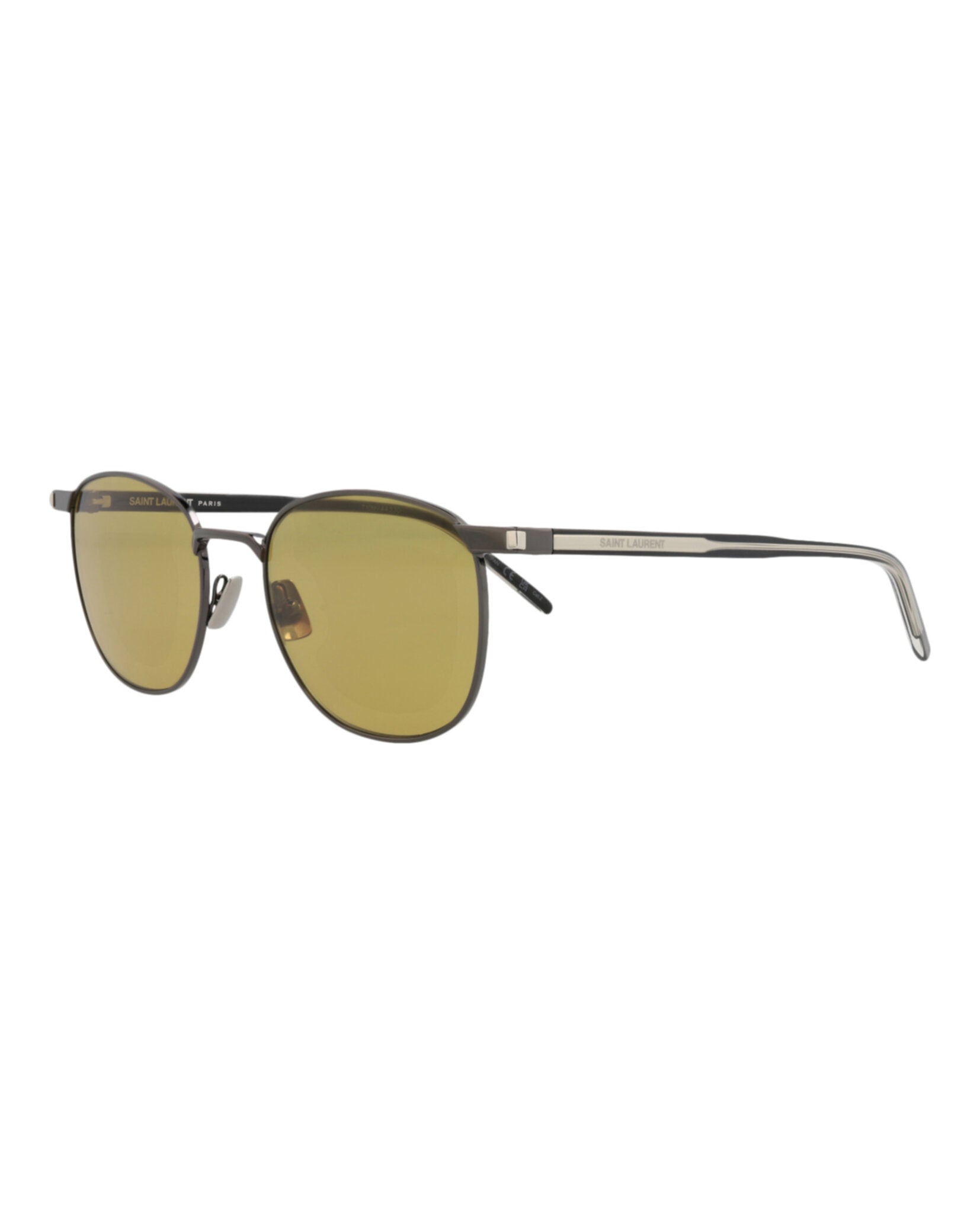 Saint Laurent Saint Laurent Unisex Round/Oval Ruthenium Crystal Brown Fashion Designer Eyewear