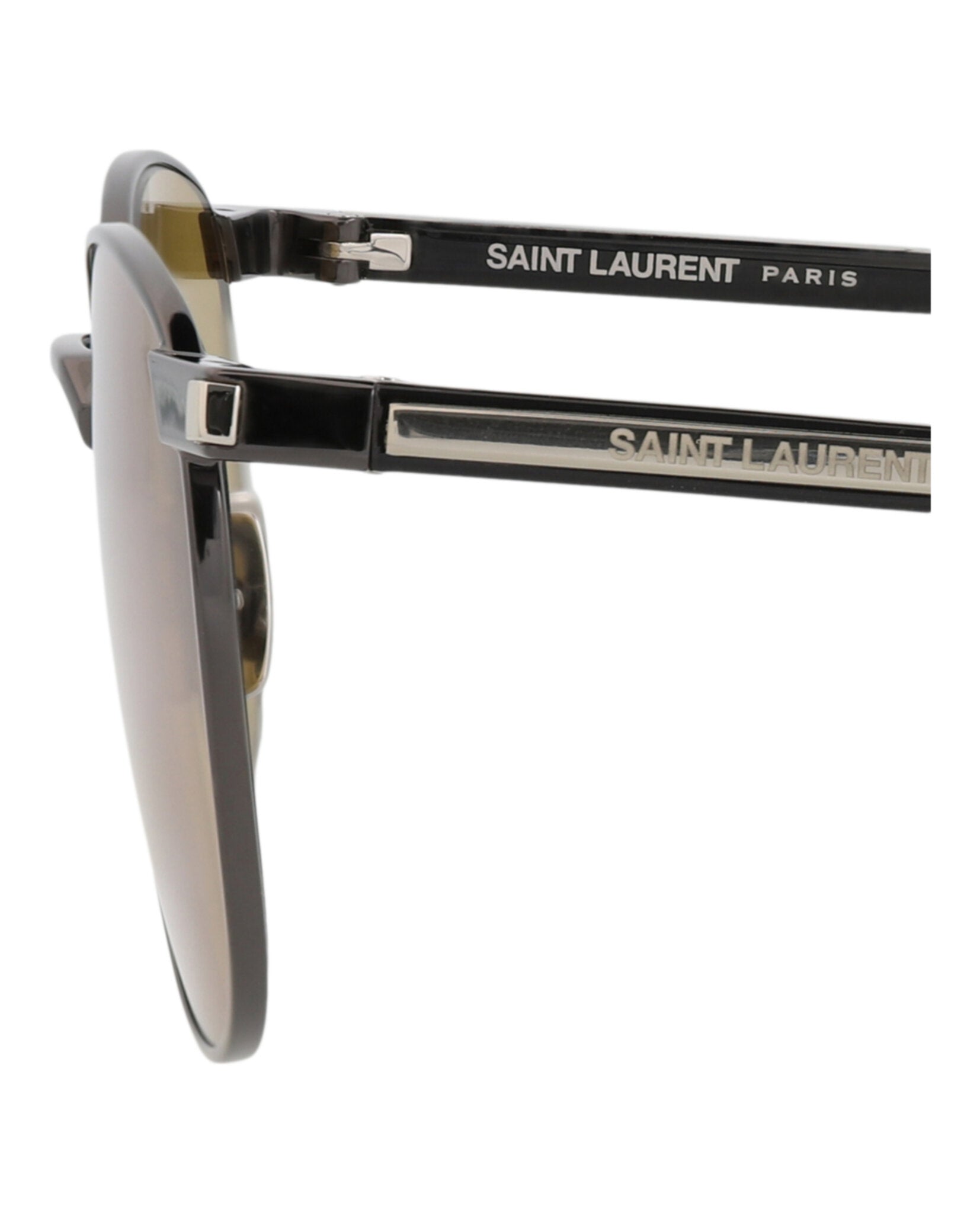 Saint Laurent Saint Laurent Unisex Round/Oval Ruthenium Crystal Brown Fashion Designer Eyewear