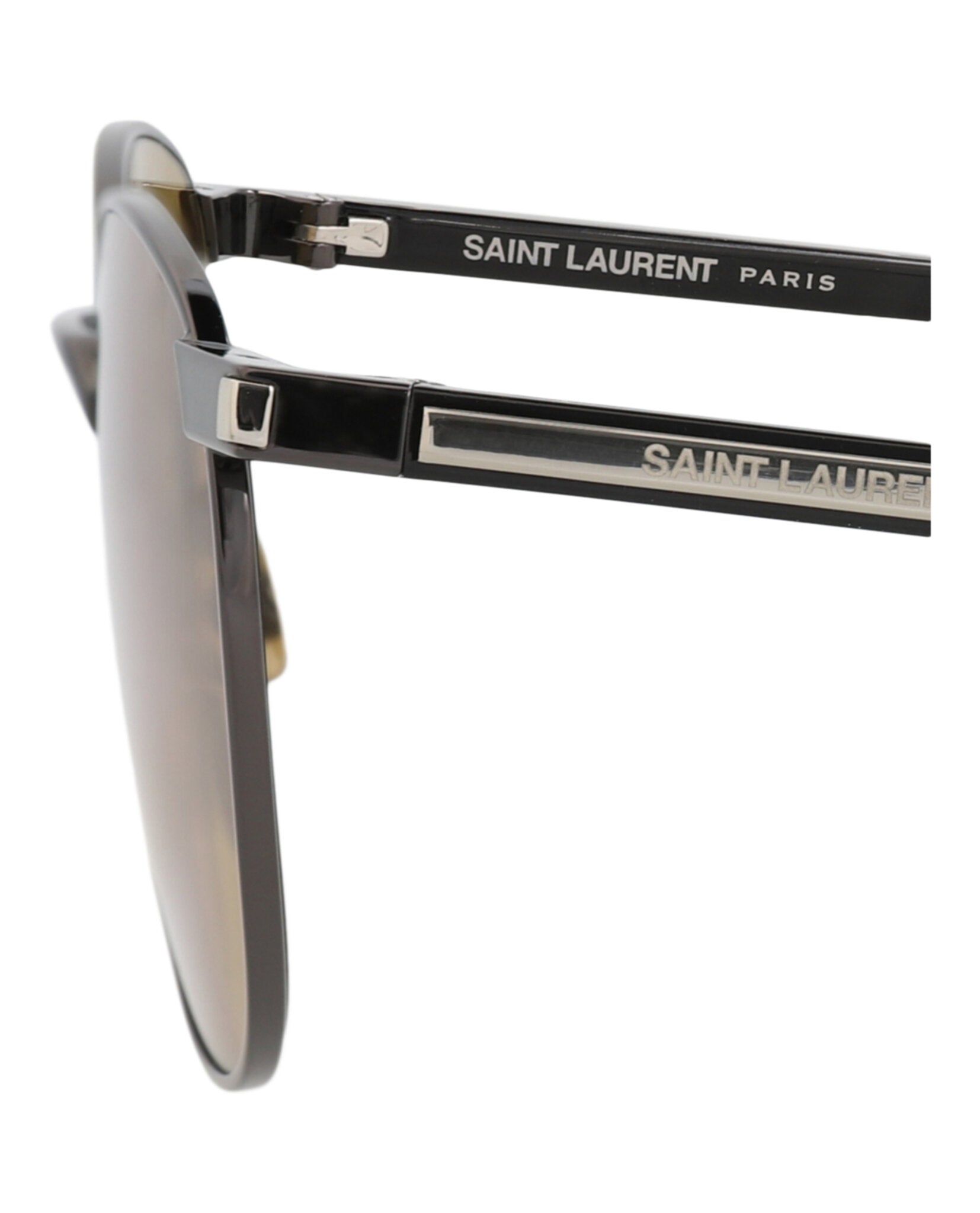 Saint Laurent Saint Laurent Unisex Round/Oval Ruthenium Crystal Brown Fashion Designer Eyewear