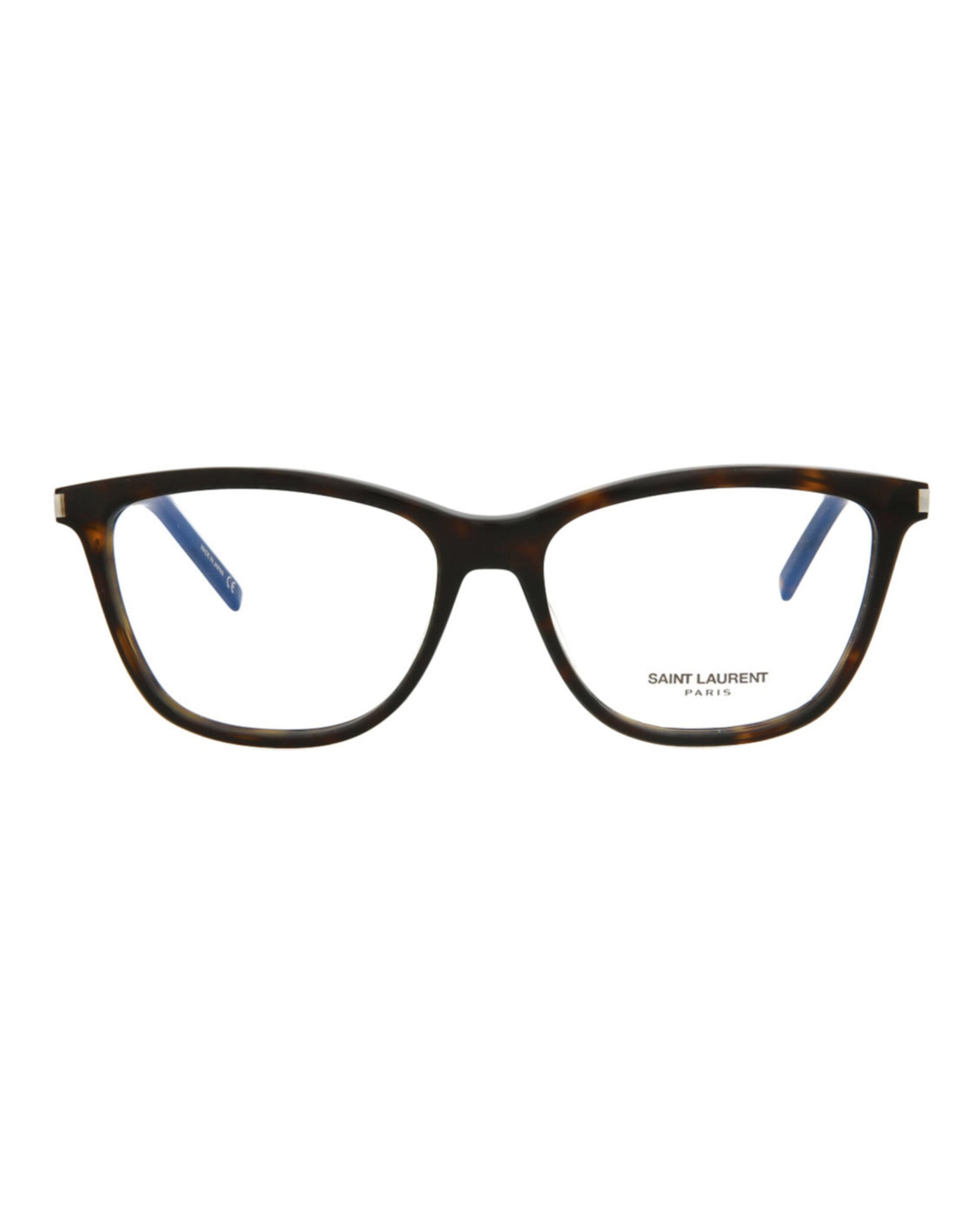 Saint Laurent Saint Laurent Womens Square/Rectangle Havana Silver Transparent Fashion Designer Eyewear