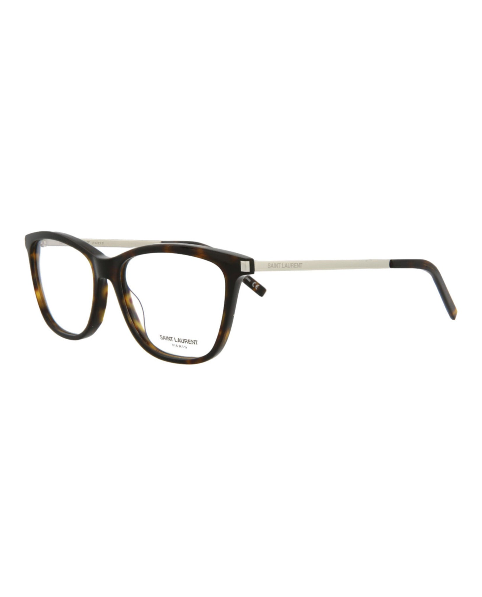 Saint Laurent Saint Laurent Womens Square/Rectangle Havana Silver Transparent Fashion Designer Eyewear
