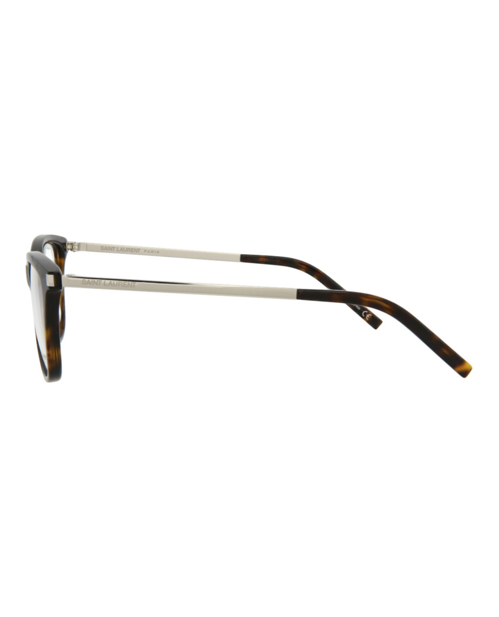 Saint Laurent Saint Laurent Womens Square/Rectangle Havana Silver Transparent Fashion Designer Eyewear