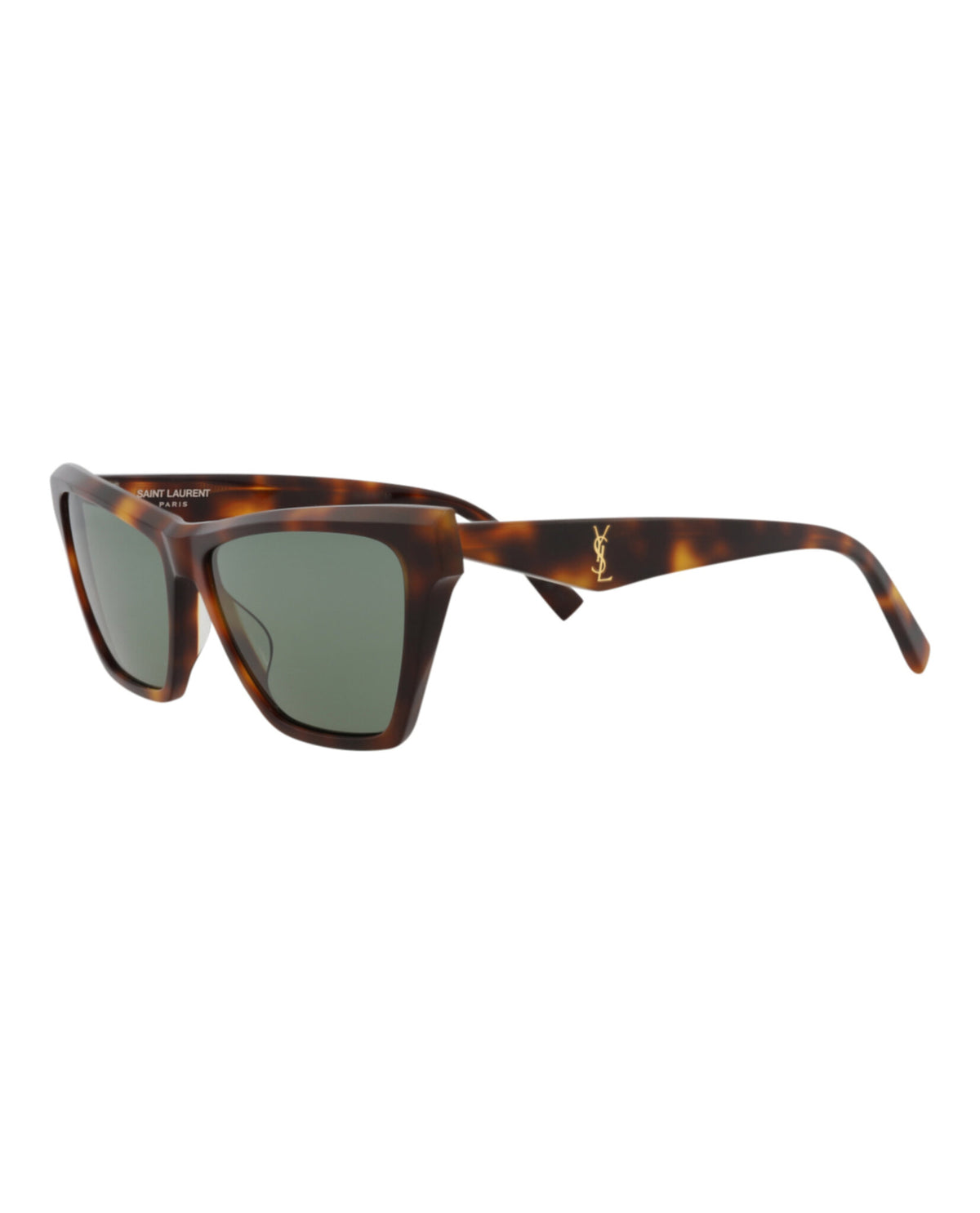 Saint Laurent Womens Cat Eye Havana Havana Green Fashion Designer Eyewear