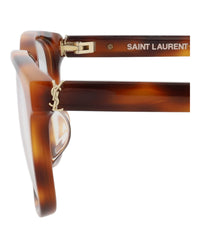 Saint Laurent Womens Square/Rectangle Havana Havana Transparent Fashion Designer Eyewear