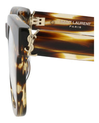 Saint Laurent Saint Laurent Unisex Square/Rectangle Havana Havana Transparent Fashion Designer Eyewear