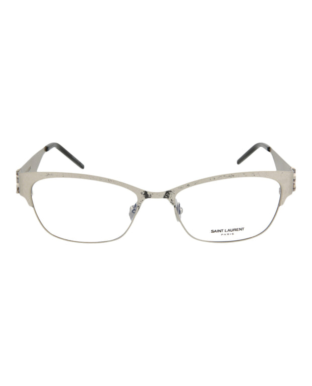 Saint Laurent Mens Square/Rectangle Silver Silver Transparent Fashion Designer Eyewear