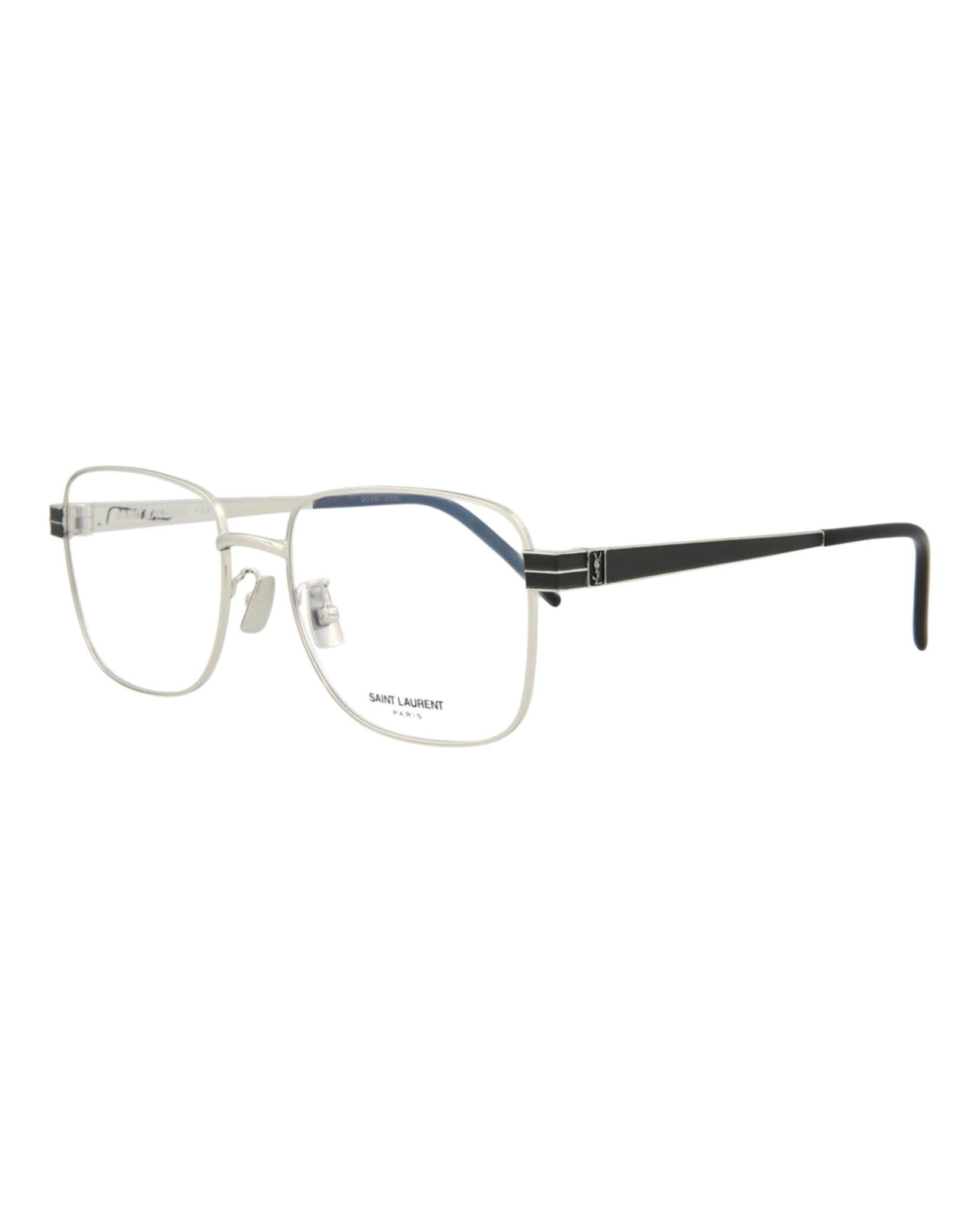 Saint Laurent Saint Laurent Womens Square/Rectangle Silver Black Transparent Fashion Designer Eyewear
