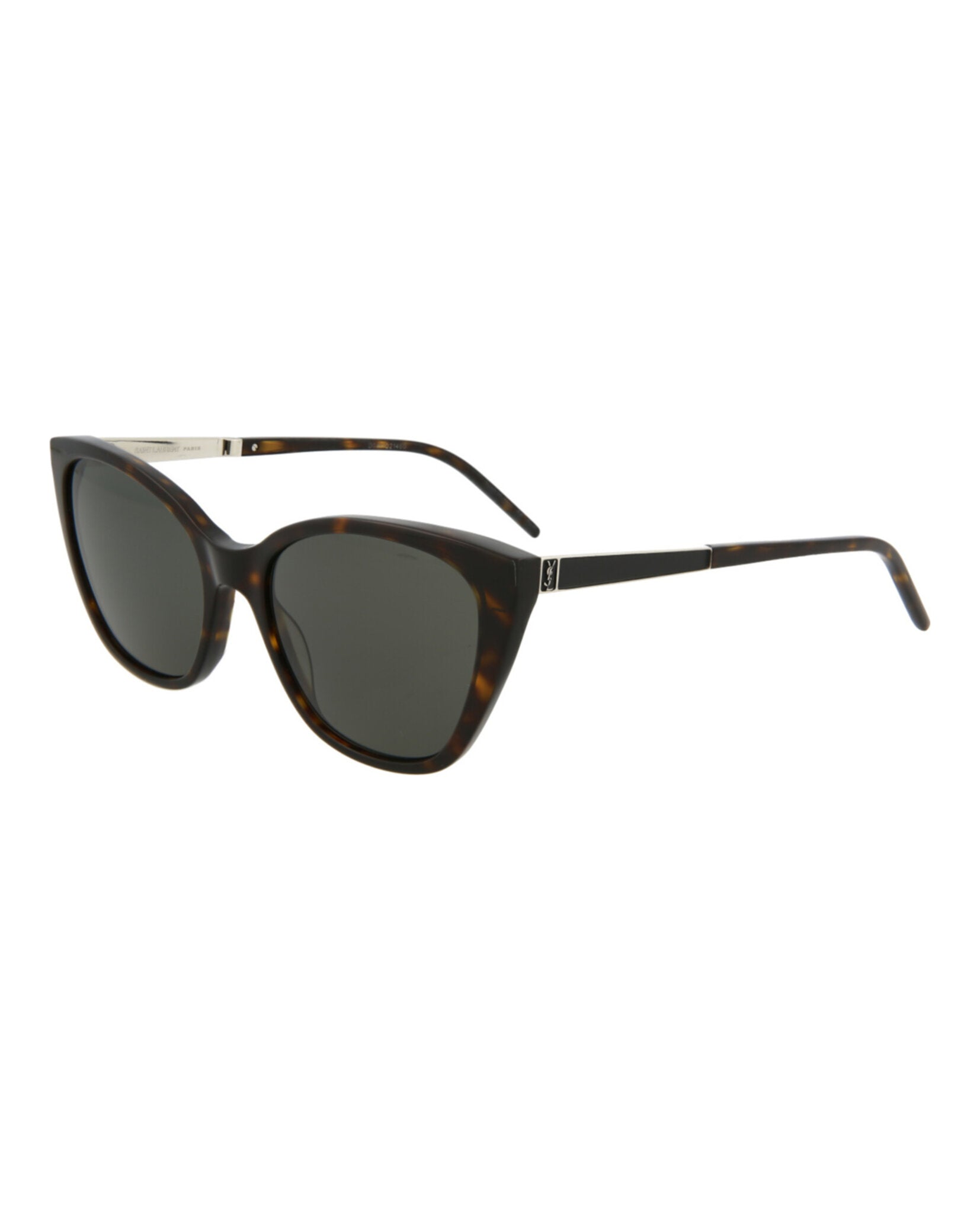 Saint Laurent Womens Cat Eye Havana Silver Grey Fashion Designer Eyewear