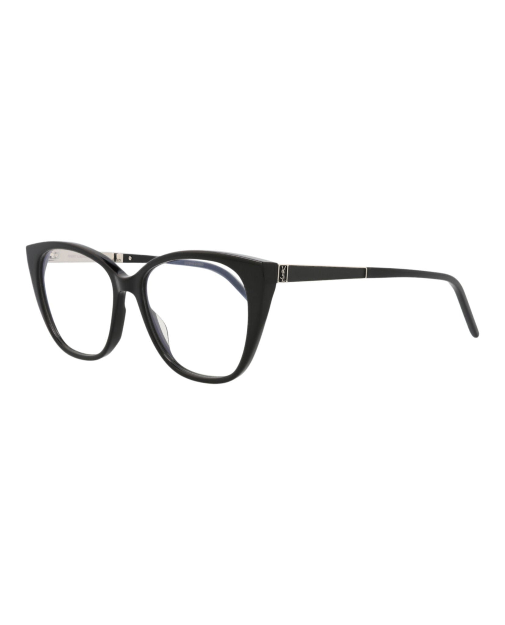 Saint Laurent Saint Laurent Womens Cat Eye Black Silver Transparent Fashion Designer Eyewear