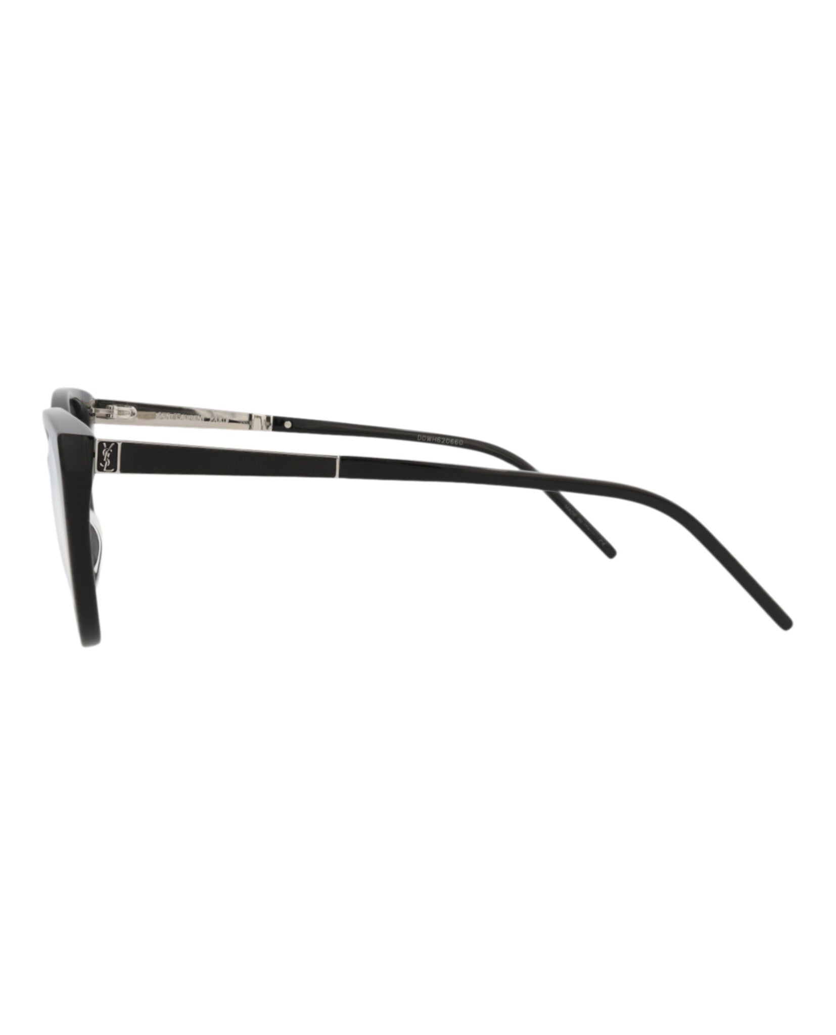 Saint Laurent Saint Laurent Womens Cat Eye Black Silver Transparent Fashion Designer Eyewear