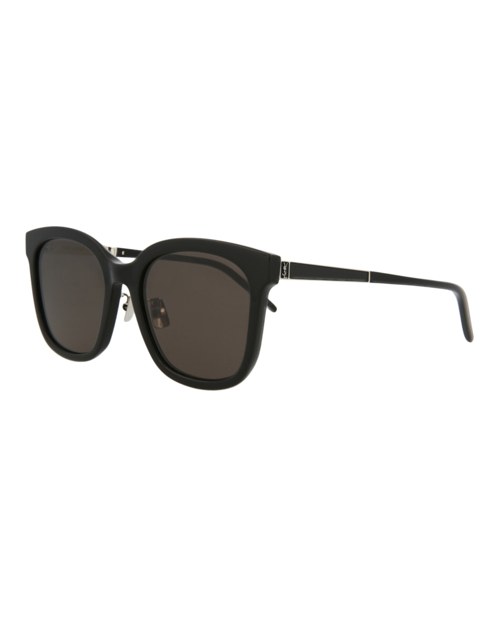 Saint Laurent Womens Square/Rectangle Black Silver Black Fashion Designer Eyewear