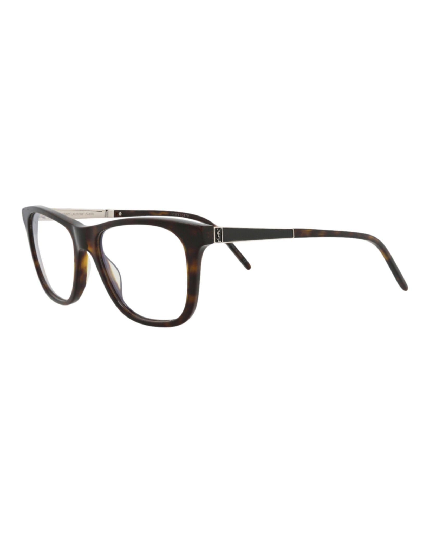 Saint Laurent Saint Laurent Unisex Square/Rectangle Havana Silver Transparent Fashion Designer Eyewear
