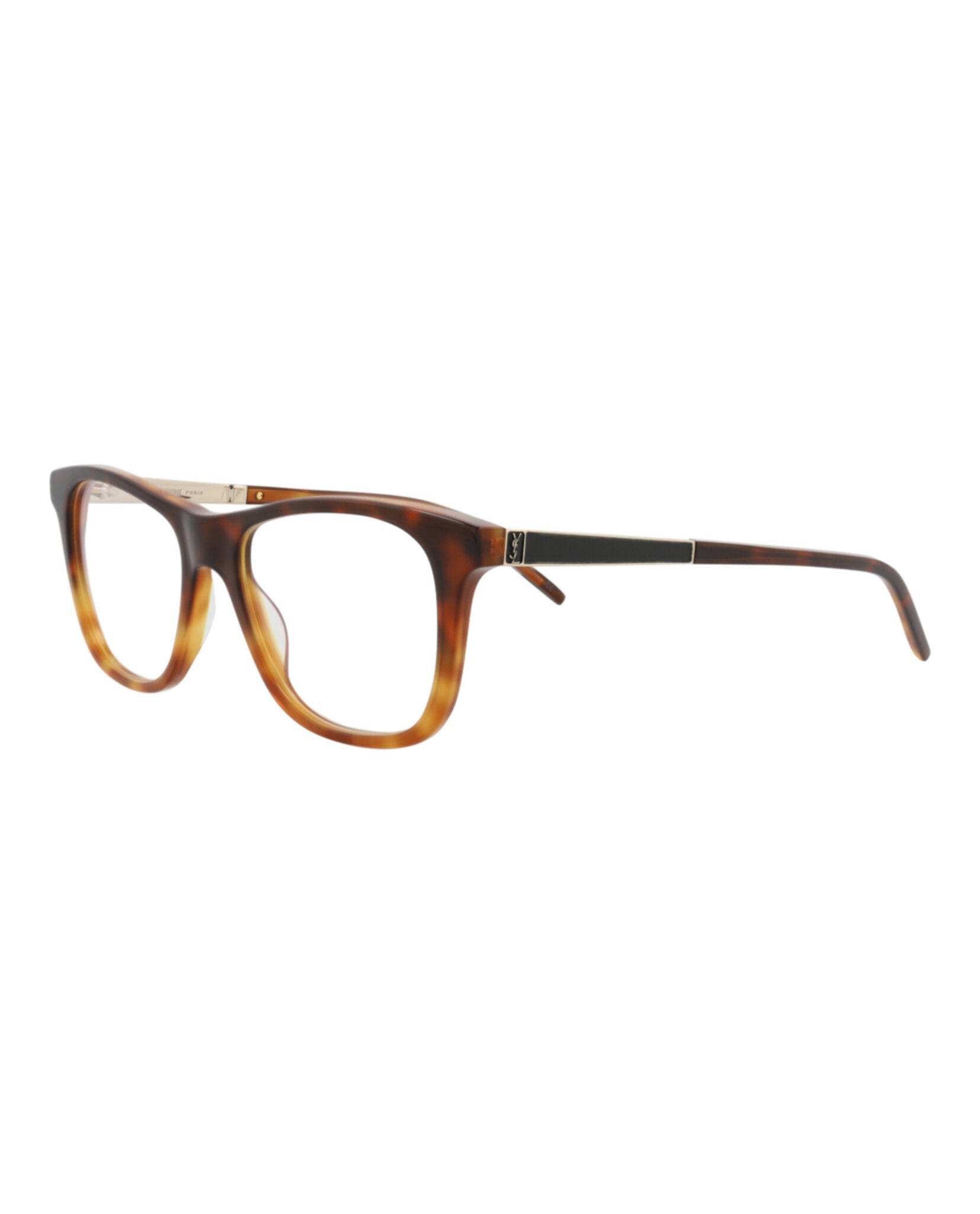 Saint Laurent Saint Laurent Unisex Square/Rectangle Havana Gold Transparent Fashion Designer Eyewear