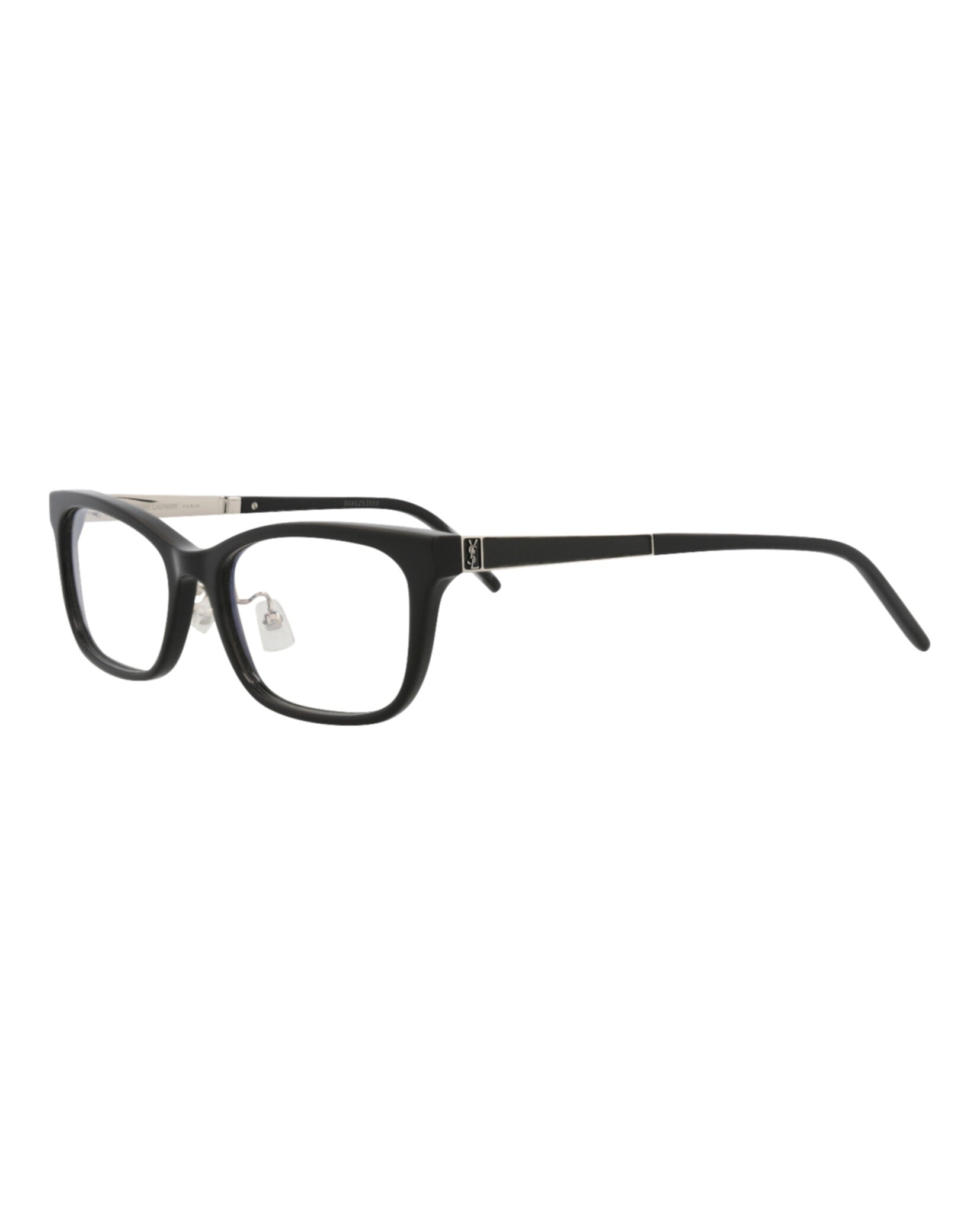 Saint Laurent Saint Laurent Womens Square/Rectangle Black Silver Transparent Fashion Designer Eyewear